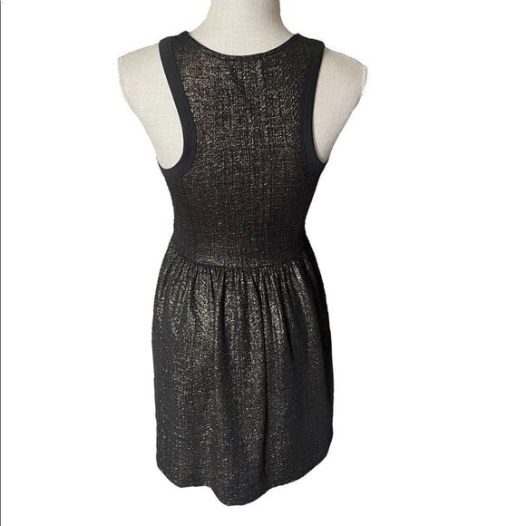 Everly Gold & Black Shimmer Print Fit & Flair Dress Size Small - Picture 3 of 10